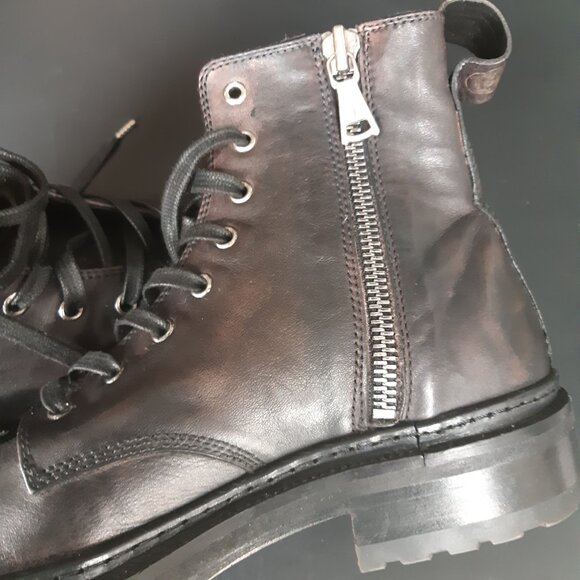 John Varvatos SZ 9.5 Union Combat Boots | Zip & Lace, Black Leather - Picture 15 of 16